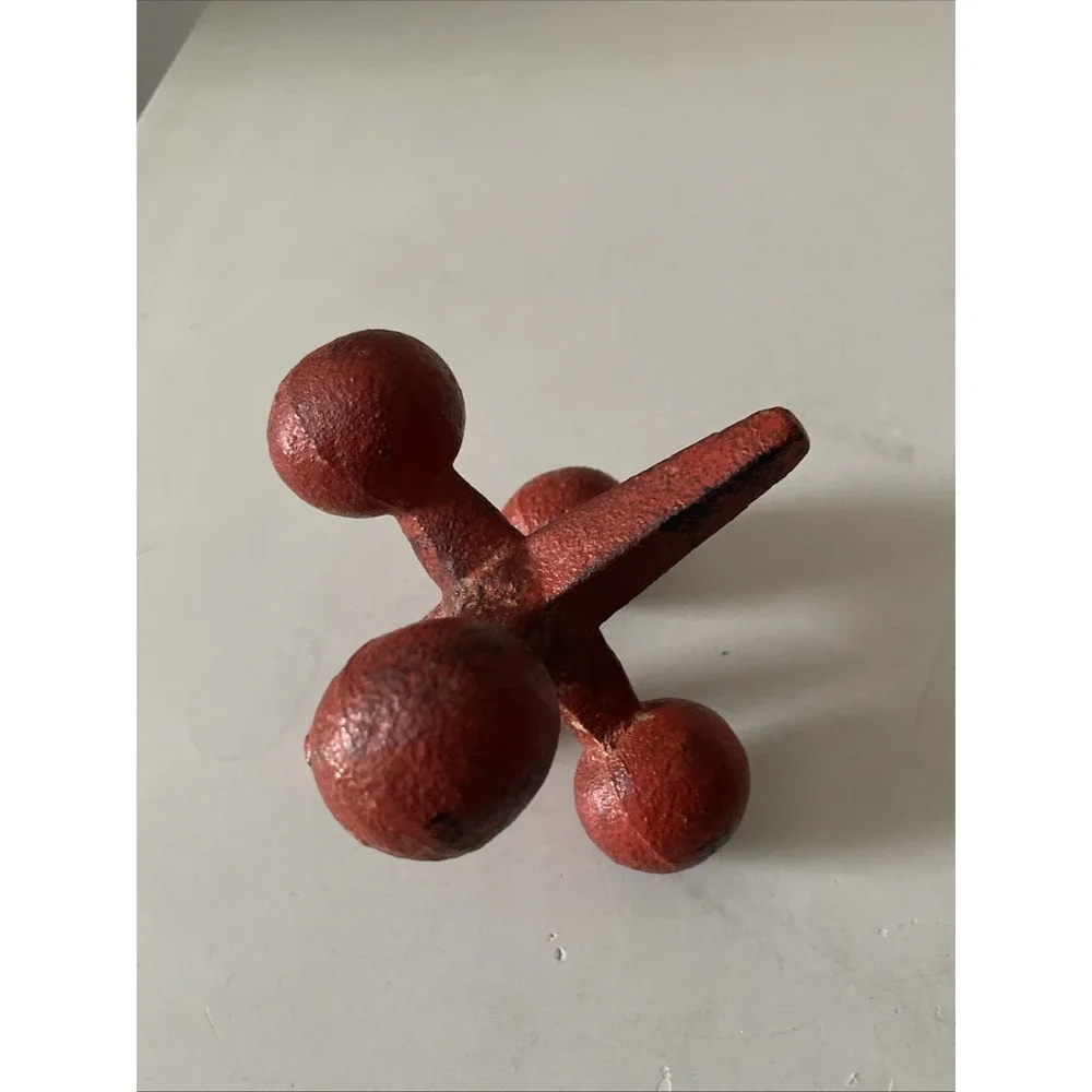 Cast Iron Red Jack Bookend Doorstop Heavy Duty Distressed Rusted Finish 5.5 in